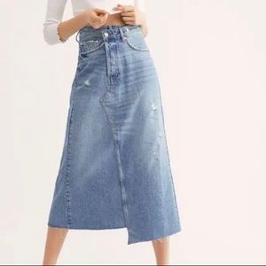 Free People Skirts | Free People Asymmetrical Denim Midi Skirt